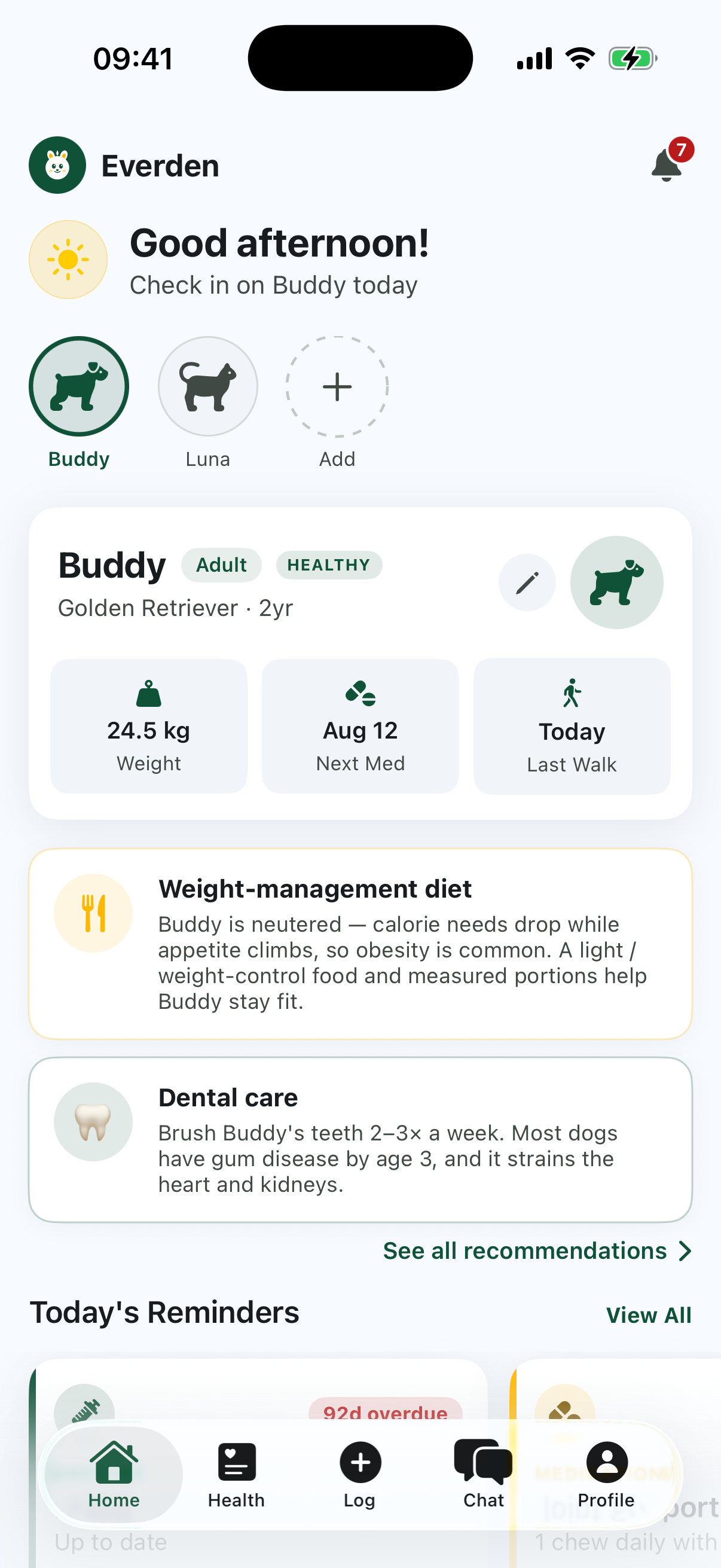 Everden home dashboard